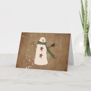 Carte de Noël de grand format Snowman primitive