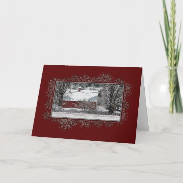 Carte de Noël de grange de pays d'affaires (Devant)