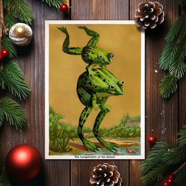 Carte de Noël de grenouilles Leap vintages (Créateur téléchargé)