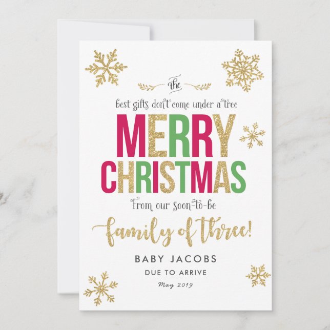 Carte de Noël de grossesse Cadre simple (Devant)
