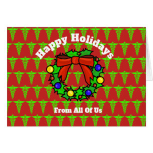 Carte de Noël de groupe Médicale Caduceus et Wreat