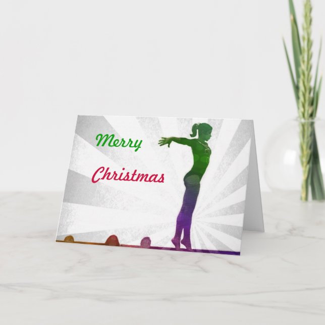 Carte de Noël de gymnaste (Devant)