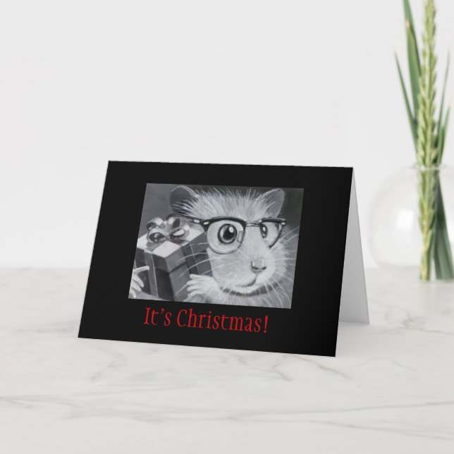 Carte de Noël de hamster de geek (Devant)
