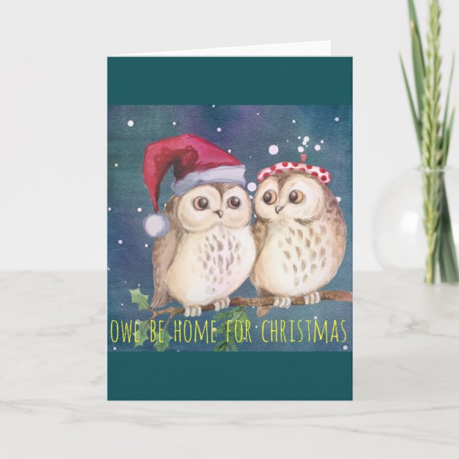 Carte de Noël de hibou (Devant)