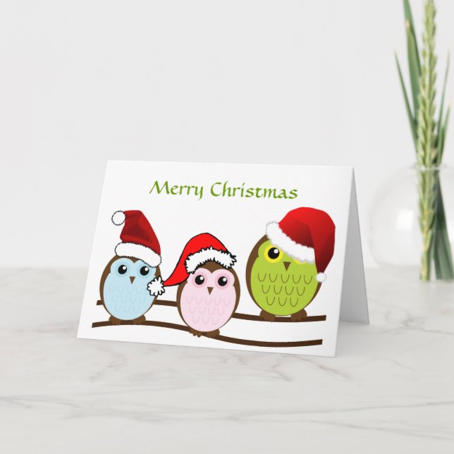 Carte de Noël de hibou (Devant)