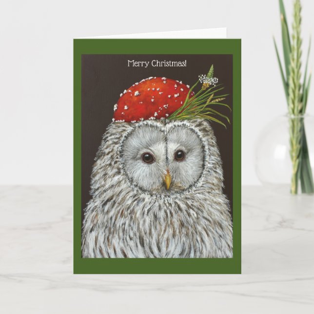 Carte de Noël de hibou de l'urale (Devant)