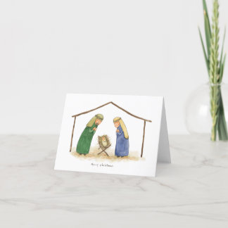 Carte de Noël de Jésus bébé avec Marie et Joseph