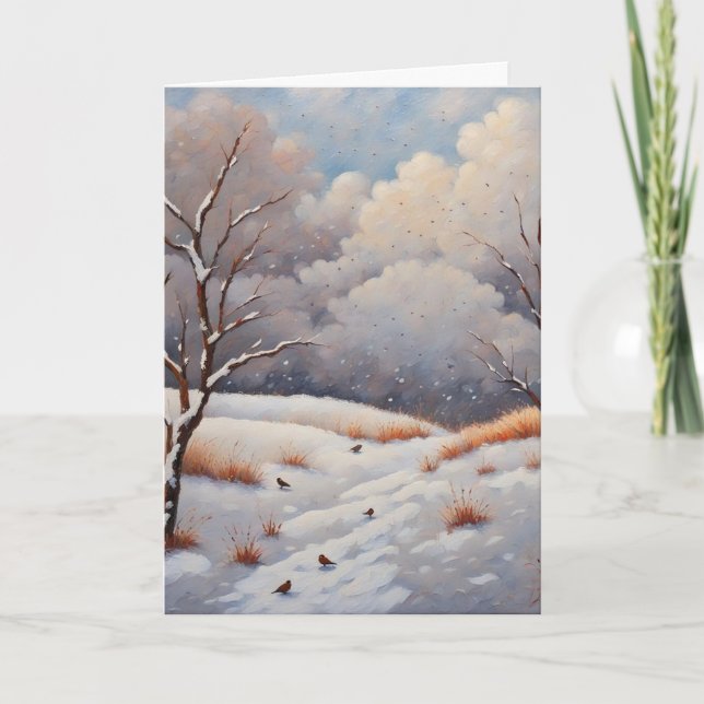 Carte de Noël de jour neigeux (Devant)