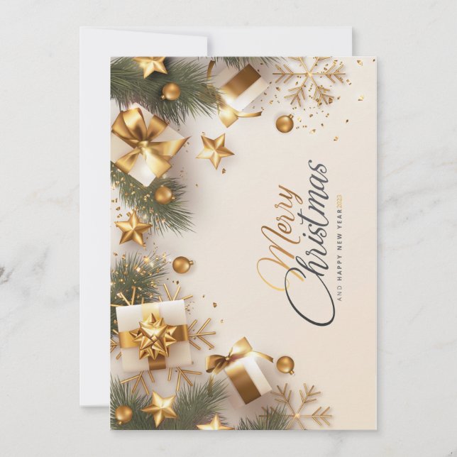 Carte de Noël de joyeux or (Devant)