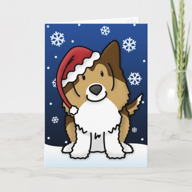 Carte de Noël de Kawaii Sheltie (Devant)