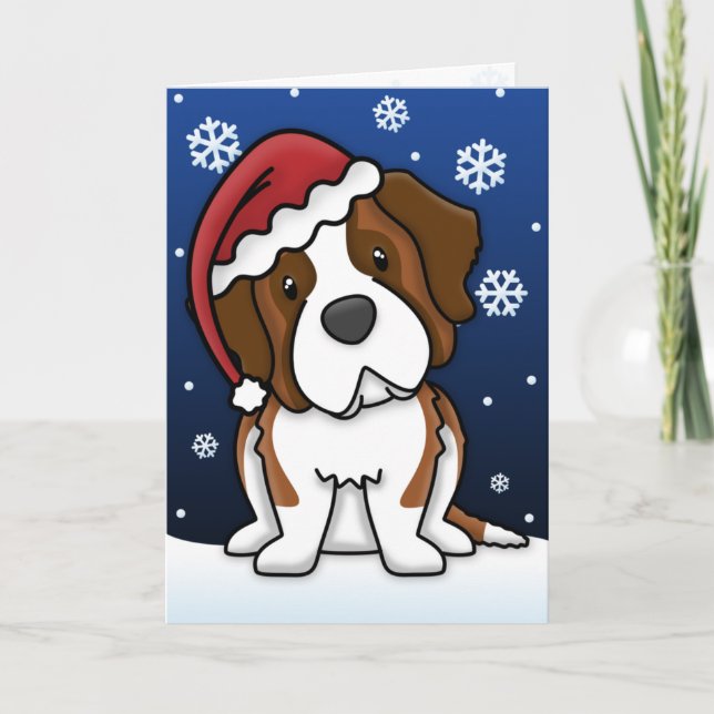 Carte de Noël de Kawaii St Bernard (Devant)