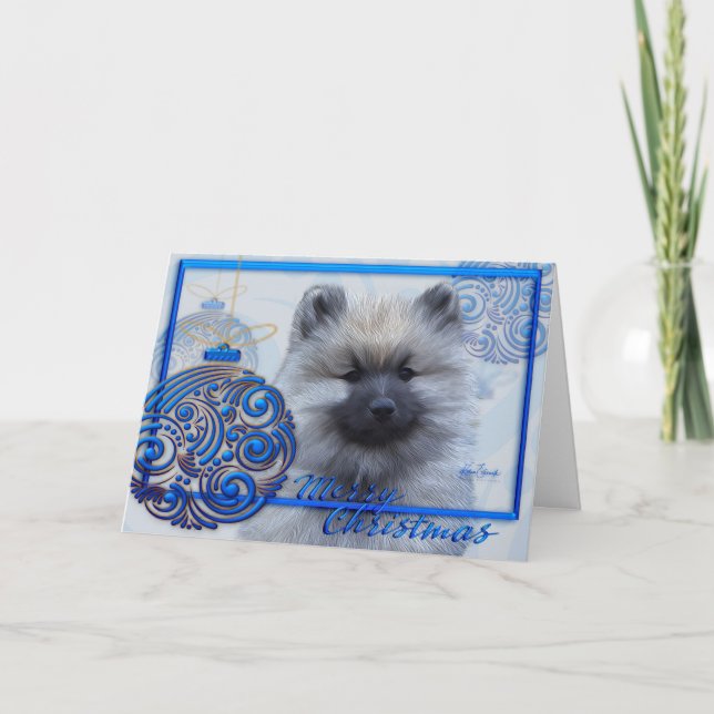 carte de Noël de Keeshond d'ornement de 5 x 7 (Devant)