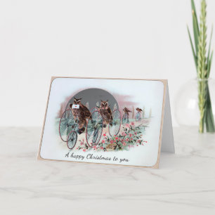 Carte de Noël de la Chouette victorienne vintage