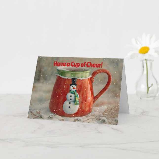 Carte de Noël de la Coupe Snowman (Petite plante)