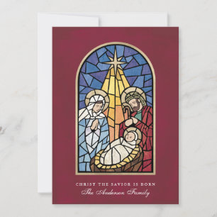 Carte de Noël de la crèche en verre