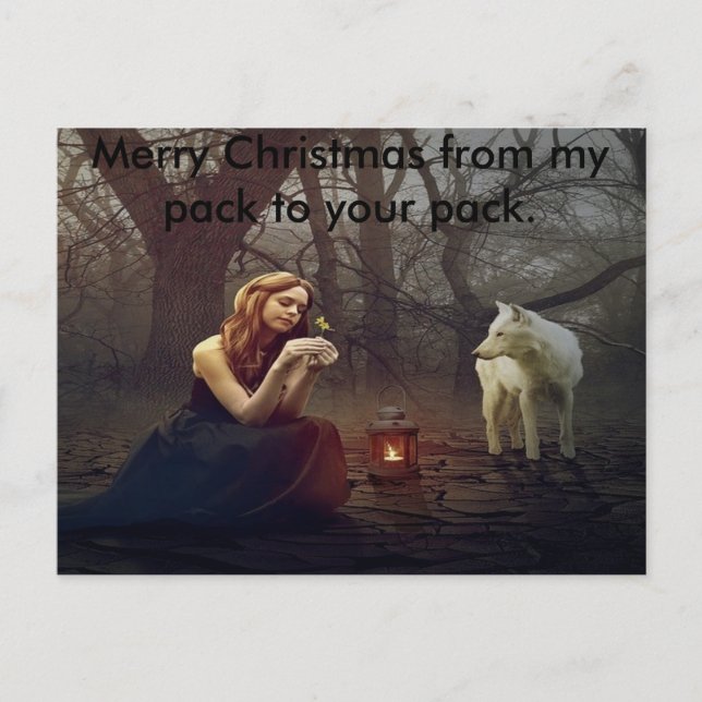 Carte de Noël de la dame et du loup (Devant)