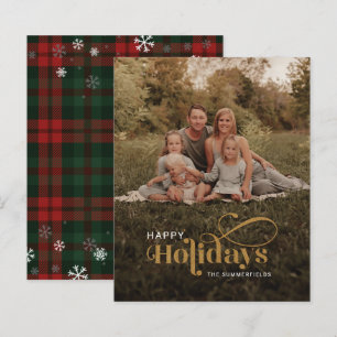 Carte de Noël de la famille de la photo Plaid Snow