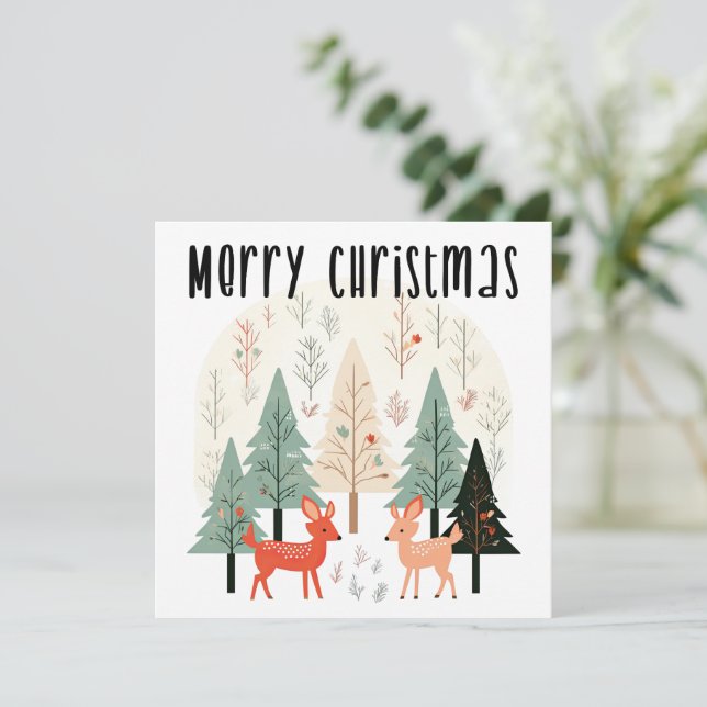 Carte de Noël de la famille des bois d'hiver (Debout devant)