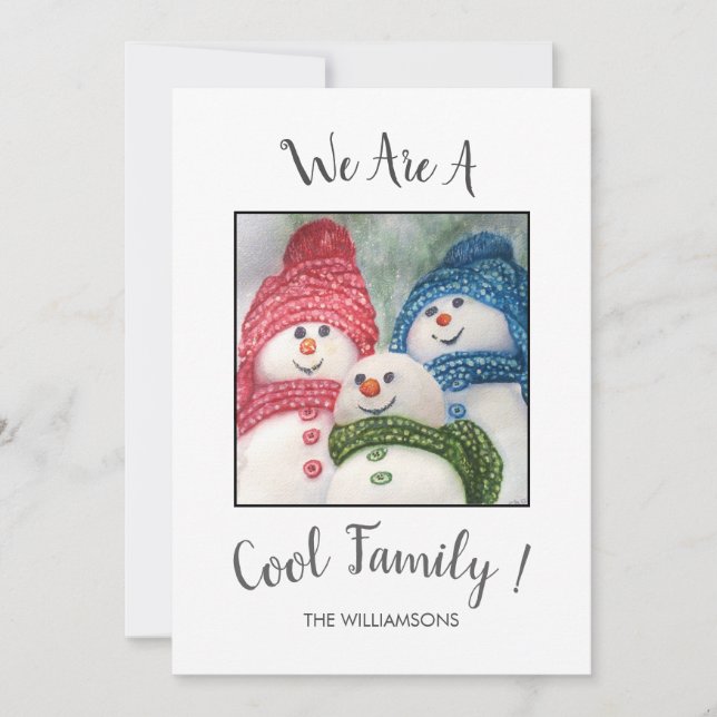 Carte de Noël de la famille des neiges cool (Devant)