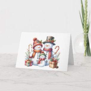 Carte de Noël de la famille Snowman