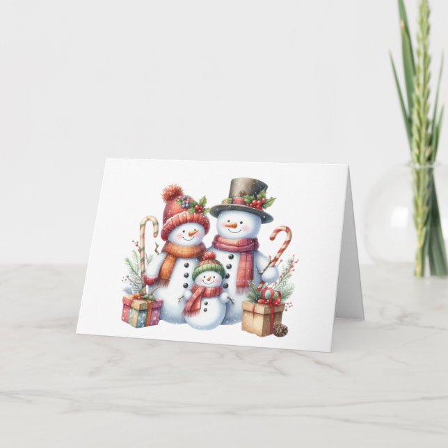 Carte de Noël de la famille Snowman (Devant)