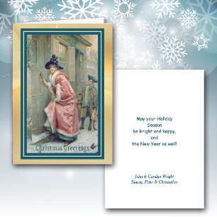 Carte de Noël de la femme rosée victorienne