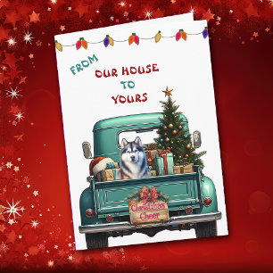 Carte de Noël de la ferme de chiens Husky Siberian