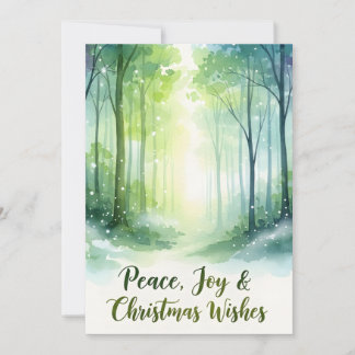 Carte de Noël de la forêt aquarelle enneigée