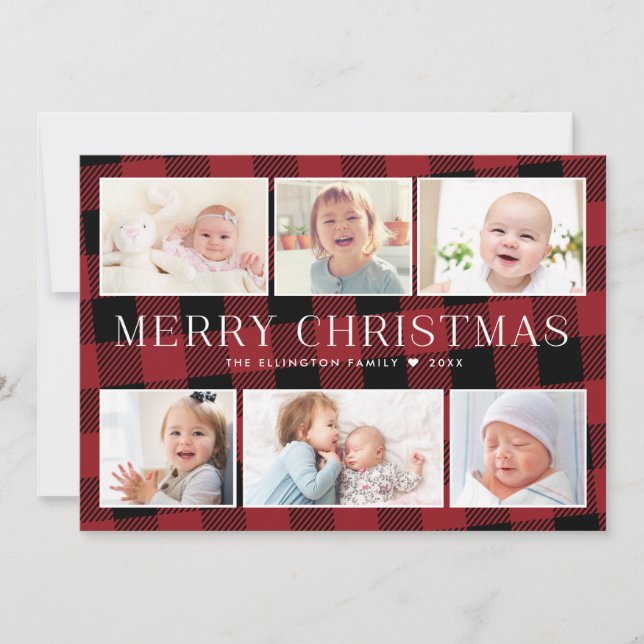 Carte de Noël de la Galerie de photos Plaid Red Bu (Devant)