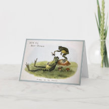 Carte de Noël de la grenouille dormante vintage