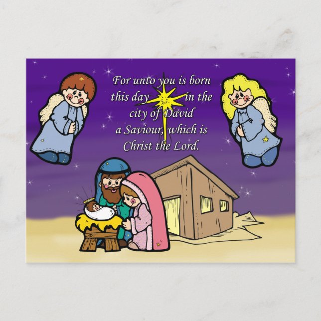 Carte de Noël de la jolie crèche (Devant)
