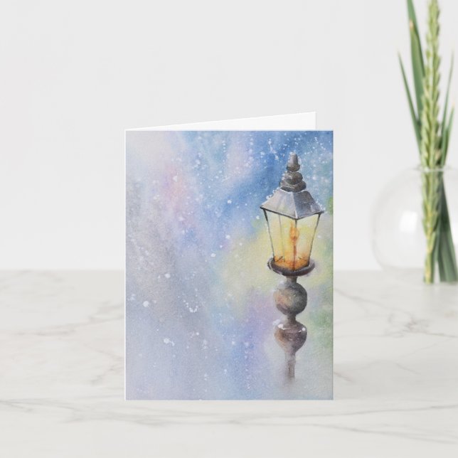 Carte de Noël de la lampe d'aquarelle (Devant)