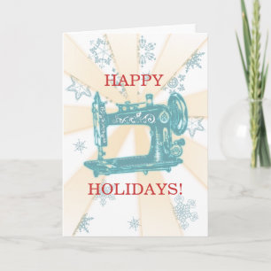 Carte de Noël de la machine à coudre vintage Seams