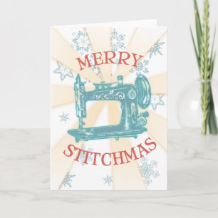 Carte de Noël de la machine à coudre vintage Seams