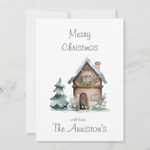 Carte de Noël de la maison d'aquarelle