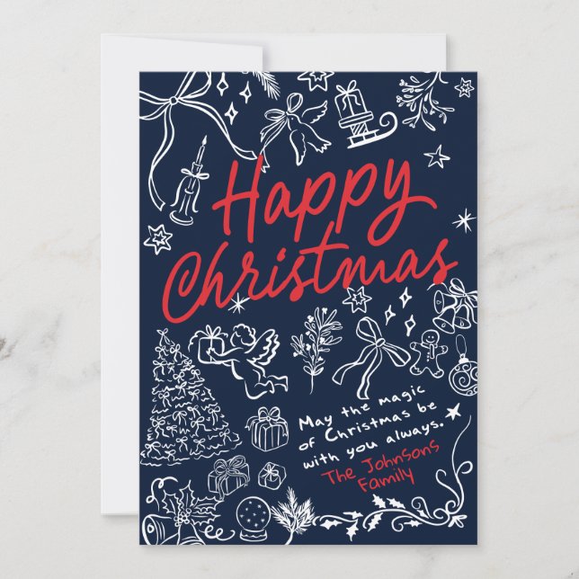 Carte de Noël de la Marine tirée à la main (Devant)