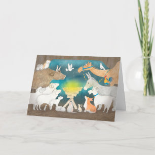 Carte de Noël de la nativité animale