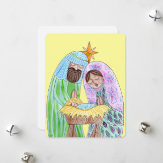 Carte de Noël de la Nativité aquarelle