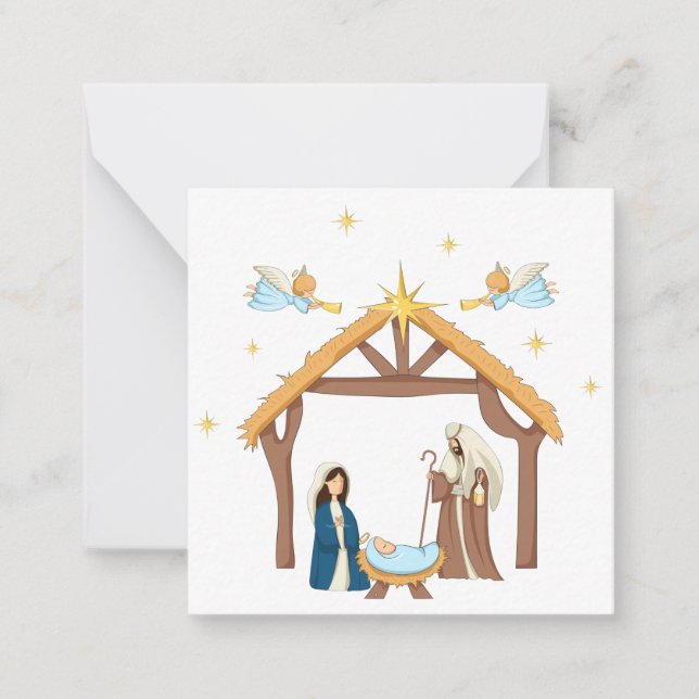 Carte de Noël de la Nativité chrétienne mignonne (Devant)