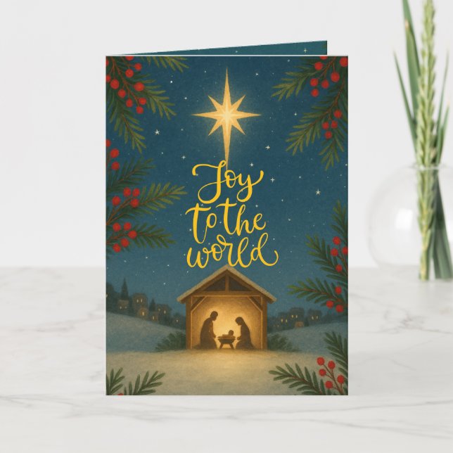 Carte de Noël de la Nativité d'hiver étoilée (Devant)