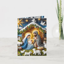 Carte de Noël de la Nativité pliée