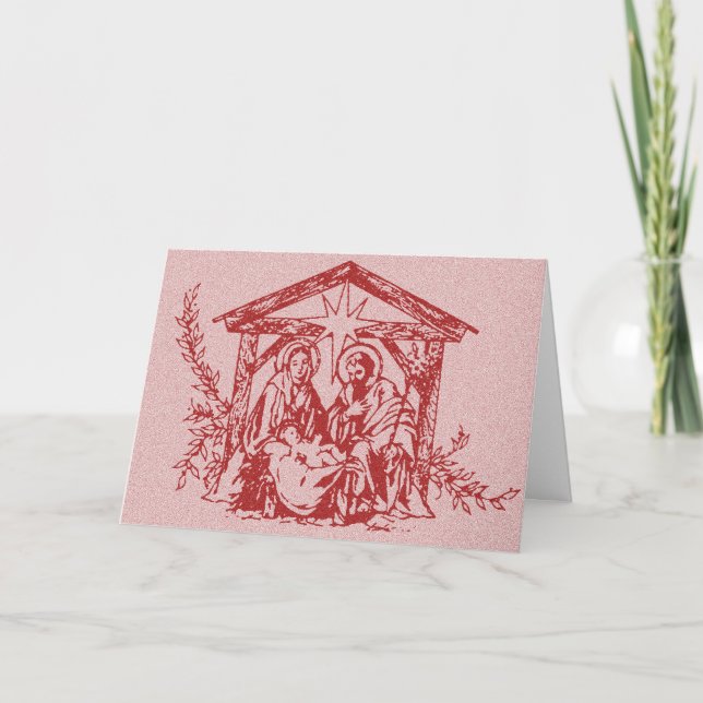 Carte de Noël de la Nativité rouge (Devant)