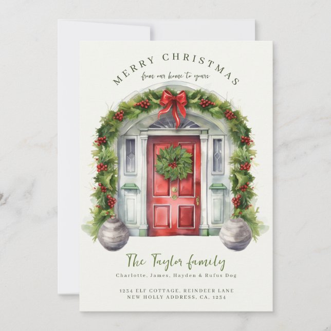 Carte de Noël de la nouvelle maison de la porte ro (Devant)
