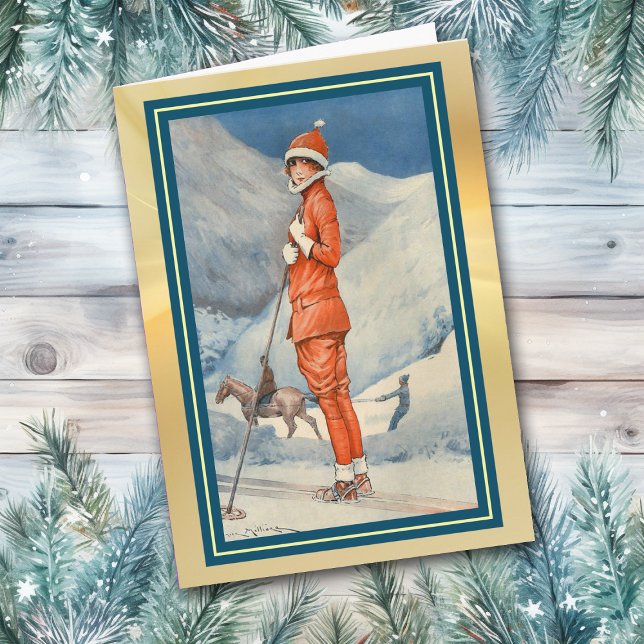 Carte de Noël de la piste de ski française de l'Ét (Créateur téléchargé)