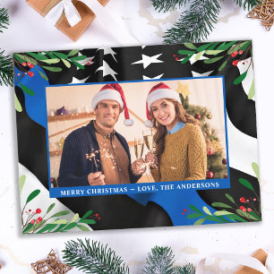 Carte de Noël de la police Budget Photo drapeau bl