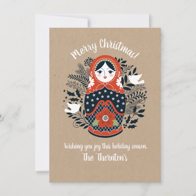 Carte de Noël de la poupée de nidification mignonn (Devant)