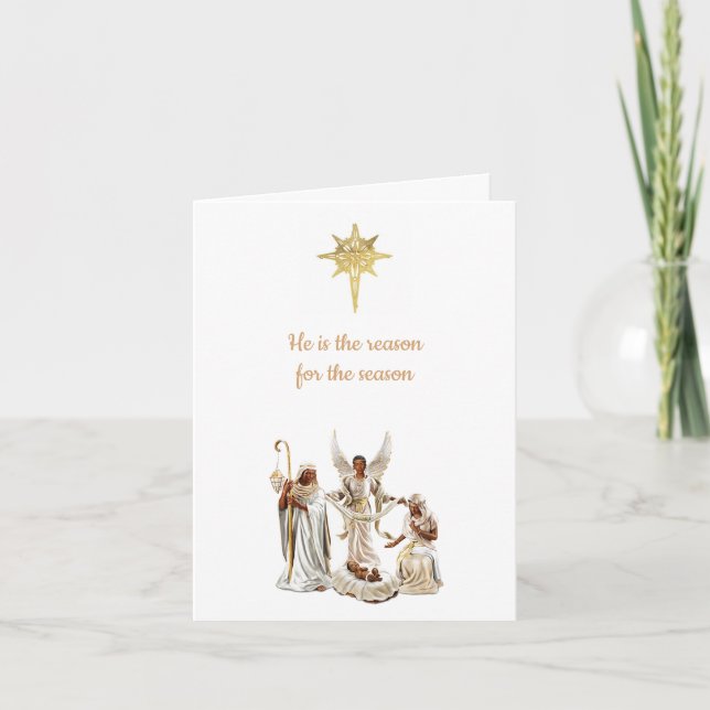 Carte de Noël de la scène de la Nativité afro-amér (Devant)