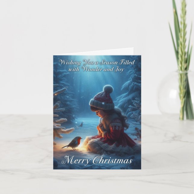 Carte de Noël de la scène de la petite fille et du (Devant)