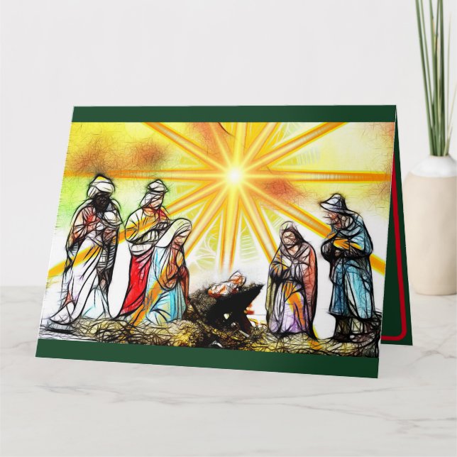 Carte de Noël de la scène de nativité personnalisé (Devant)