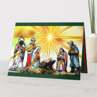 Carte de Noël de la scène de nativité personnalisé
